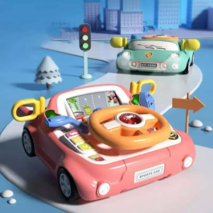 اسباب بازی فرمان ماشین موزیکال صورتی Electric Multifunctional Steering Wheel Toy_اسباب بازی